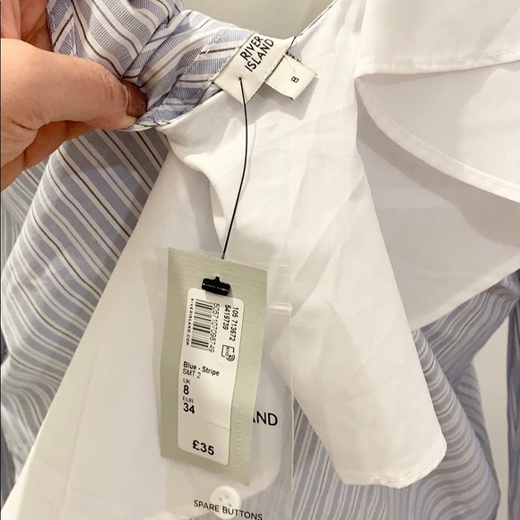 River island ruffles back striped button shirt - Picture 3 of 6